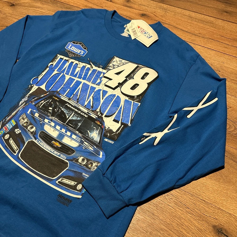 NASCAR Jimmie Johnson #48 Lowe's Blue Long‎ Sleeve Graphic T-Shirt Mens Large